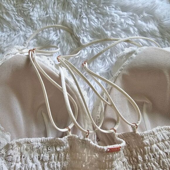 Pink by Victoria's Secret Ivory Crossback Bralette Size S/DD - Picture 4 of 6